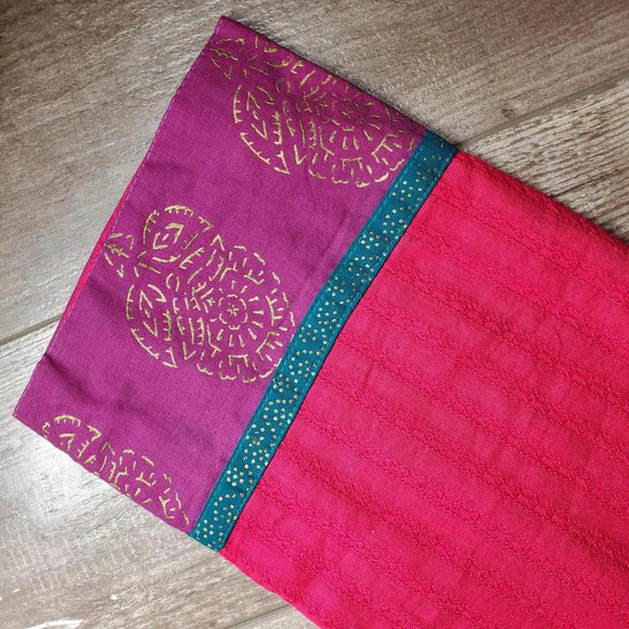 Beautiful Fuscia Cotton Kurti Tunic Sequin Embellished Women's Size XL 101cm - Picture 12 of 16